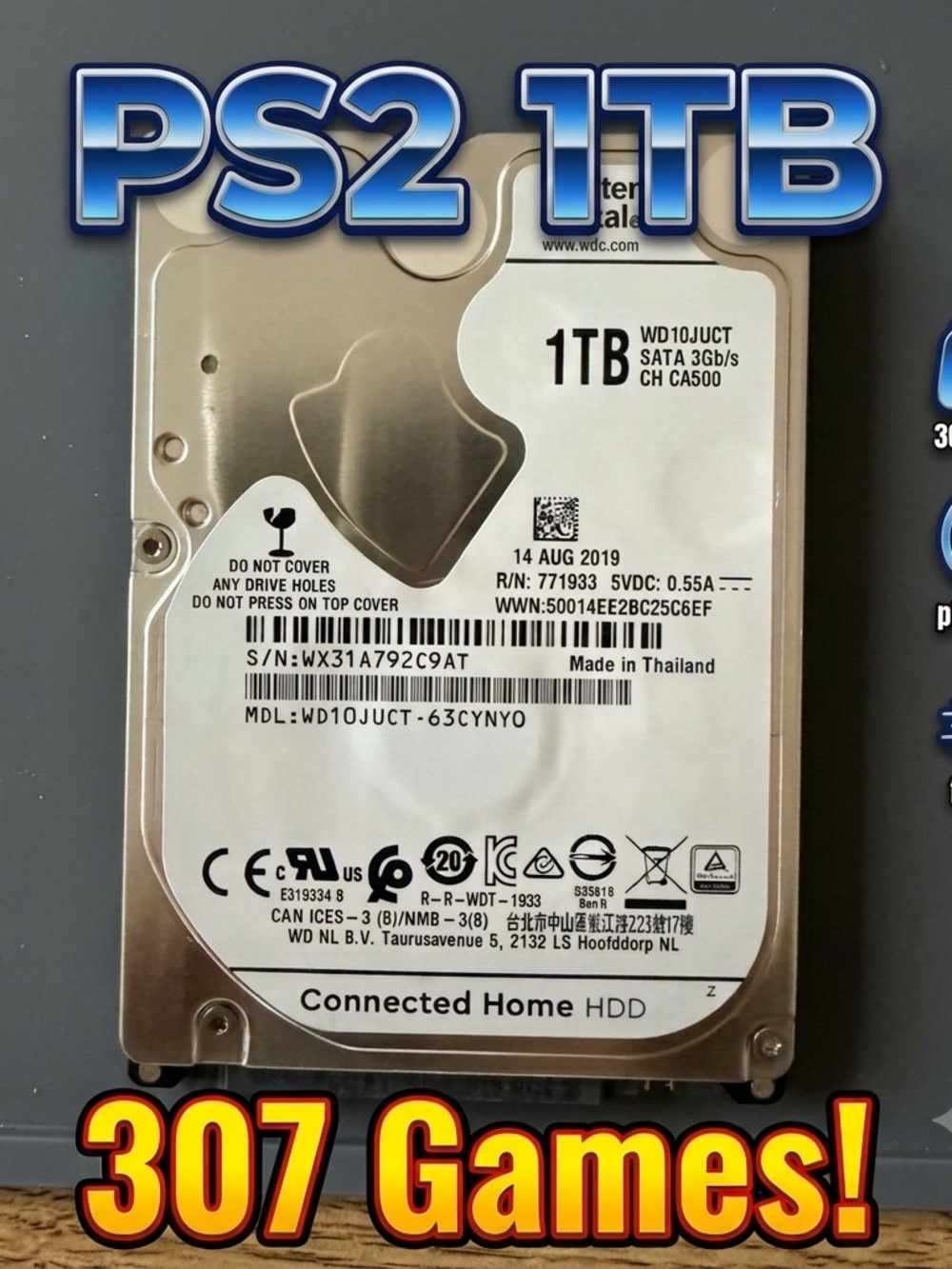 1 TB HDD for PlayStation 2 (PS2) OG Fat Model Full!